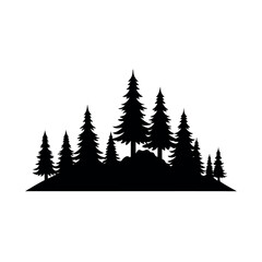 Fototapeta premium Mountain peak with trees silhouette, outdoor nature design