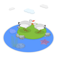 3D Isometric Flat Vector Illustration of Maritime Life , Sea Graphic Elements. Item 1