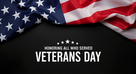 Veterans Day tribute honoring brave American service members, with a beautifully draped flag symbolizing national pride and enduring freedom