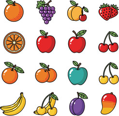 WebColorful Cartoon Fruit Collection