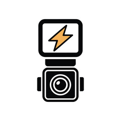 Camera flash icon vector on White Background ,Vector Art Illustration on white background.