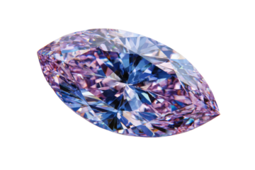 A large purple and blue diamond is on a white background