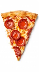Delicious pepperoni pizza slice with melted cheese and crispy crust
