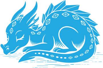 Mystical Fantasy Dragon Badge Logo Template - High-Quality Vector