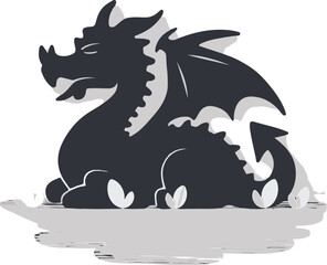 Mythical Eastern Dragon Silhouette Vector Art - Blue & Brown Abstract Design