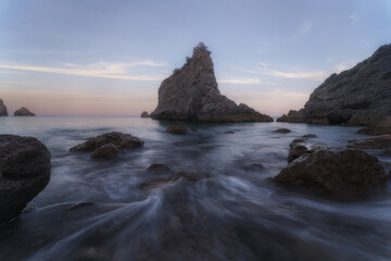Rocky seascape at sunset, Portugal coast