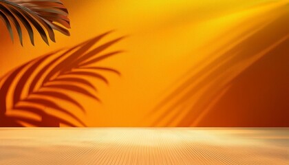 Empty Orange Golden Yellow Room For Displaying The Products Product Presentation Room Design Backdrop Summer Tropical Holiday Background