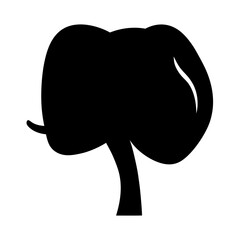 Silhouette of a fanciful cartoon tree with stylized trunk and leaves