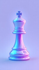 Shiny King Chess Piece on Purple Background.