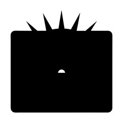 Abstract Black Box with Sunburst and Half Moon Shape Inside