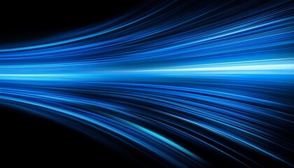Abstract Background With Blue Gradient Light Streaks On Black Glowing Blurred Motion Effect Glowing Horizontal Lines