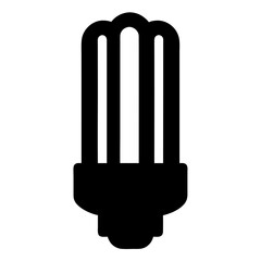 Black and white icon of a compact fluorescent light bulb