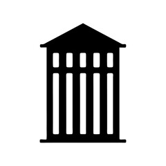 A Black and White Icon Depicting a Classical Building with Columns