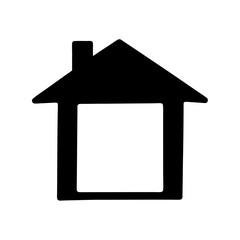 Simple minimalist house icon with chimney outline for graphic design needs