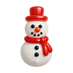 Fototapeta premium PNG Cheerful snowman with red accessories.