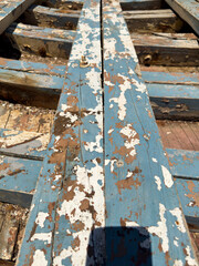abandoned old boat with damaged structure