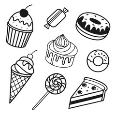 cute doodle icons ice cream cupcake donut lo.svg