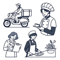line characters delivery rider barista serving.svg