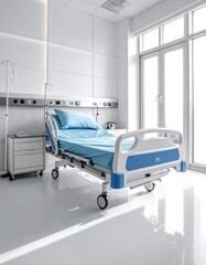 Hospital Bed in a Modern, Bright Room - Healthcare and Recovery.