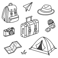 minimal line doodle icons backpack suitcase c.svg