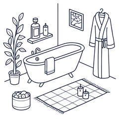 minimal line doodle bathtub towel candle sha.svg