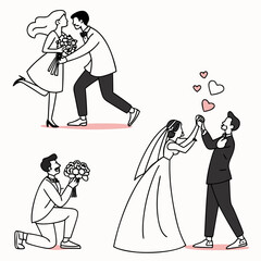 minimalist line art couple exchanging rings we.svg