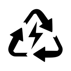 Renewable energy recycling symbol with lightning bolt for efficient energy use