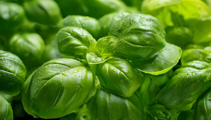 Obraz premium Fresh tasty basil greens leaf