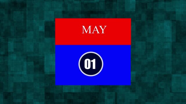 May 01 Calendar Date Icon Design Concept, Modern Day and Month Page Template with Red and Blue Background, Daily Schedule and Reminder Illustration