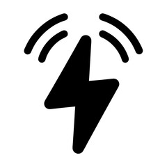 Stylized Lightning Bolt Icon with Radio Waves Symbolizing Electrical Energy