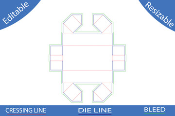 Flat lay die cut template for a polygonal box with flaps