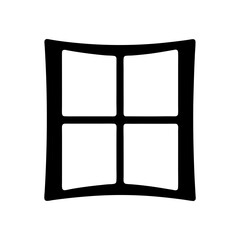 Black and White Window Frame with Four Panes and Curved Borders