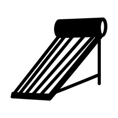 Simple Black and White Graphic of a Solar Water Heating System Design
