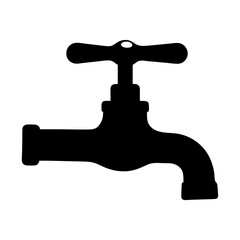 A Simple Black Silhouette of a Water Faucet Fixture Illustration
