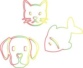 Colorful line art animal seamless pattern vector illustration.