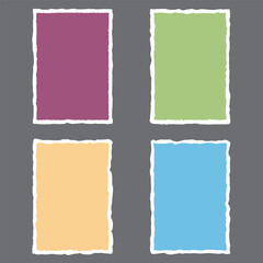 Torn ripped paper sheet set. Paper scraps. Notebook paper strips and pieces