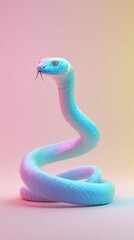 Fototapeta premium Vibrant Snake Sculpture in Pastel Hues.
