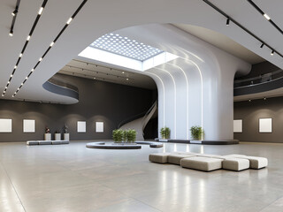 3d Interior Art Gallery. Modern interior design	