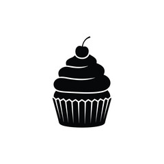 Minimal Cupcake Silhouette with Cherry on Top