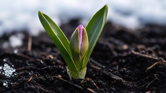 Springtime Bloom A TimeLapse of a Flower Emerging from the Earth.