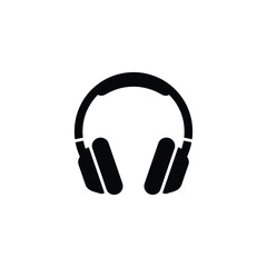 Simple Minimal Headphones Vector Silhouette — Black Icon for Audio and Music Design