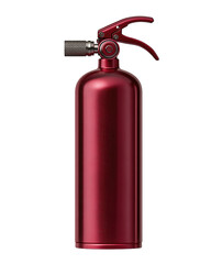 Obraz premium CO₂ fire extinguisher with matte crimson body, horn nozzle, and blank wraparound label area, detailed textured valve, isolated on transparent background. 