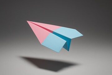 Naklejka premium Colorful Paper Airplanes: Creative Origami Art for Fun and Education - Embrace Childhood Imagination and Playful Travel with Flying Toys in Blue and Pink