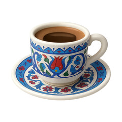 PNG Colorful Turkish coffee cup design.