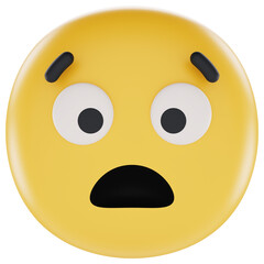 Anguished Face 3d render icon in cartoon plastic style minimal isolated on transparent white background	
