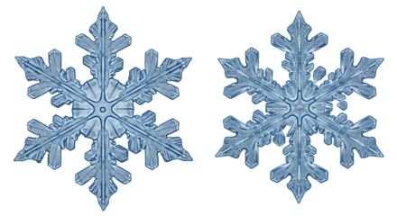 Detailed blue snowflakes isolated on white background, representing winter season and holiday themes, perfect for winter design projects