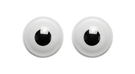 Two plastic googly eyes on white background, perfect for craft projects and DIY decorations