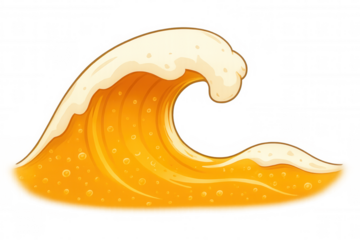 Beer wave splashing with foam and bubbles, refreshing alcoholic beverage pouring, transparent background