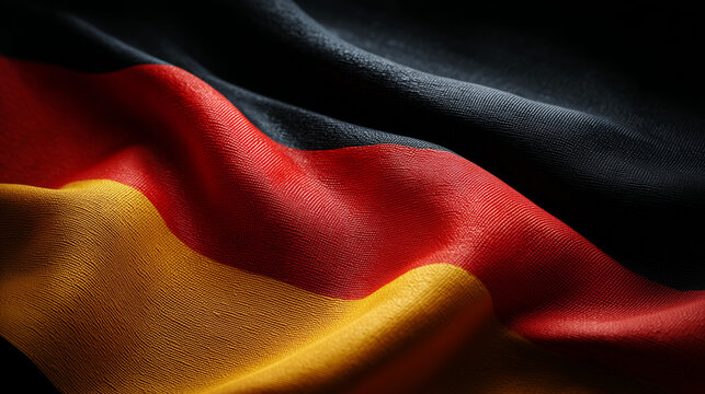 german flag waving in the wind on dark background germany deutschland