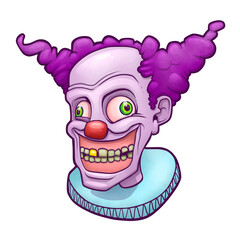 crazy clown head with big smile isolated on transparent png